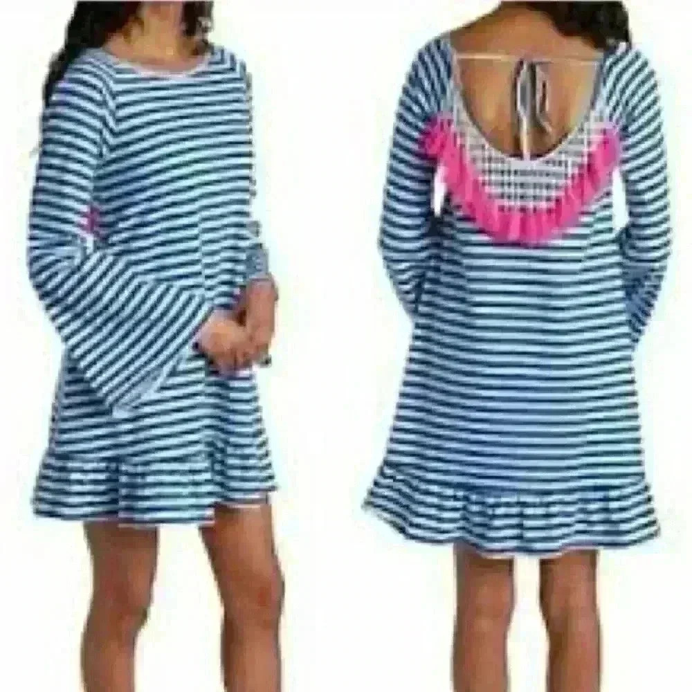 Philosophy Striped Blue White Cotton Dress Small